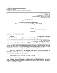 Form 94A Bond of Public Insurance Adjuster - California