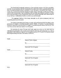 Form 94A Bond of Public Insurance Adjuster - California, Page 2