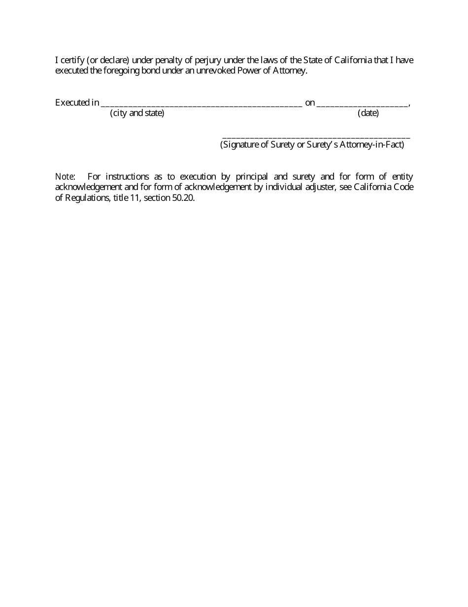 Form 94A Bond of Public Insurance Adjuster - California, Page 3