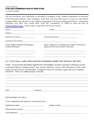 Form EB18-008 &quot;Civilian Commendation of Employee&quot; - California
