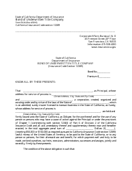 Form 50.24 Bond of Underwritten Title Company - California