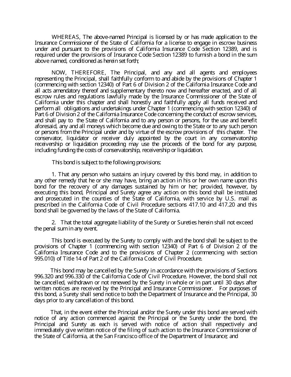 Form 50.24 Bond of Underwritten Title Company - California, Page 2