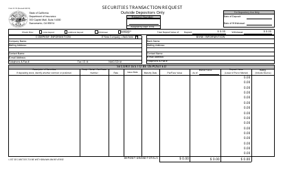 Form D-174 &quot;Securities Transaction Request Form for Outside Depositors&quot; - California
