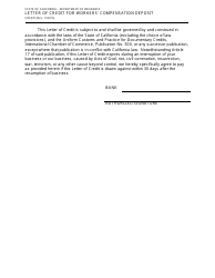 Form CDI-070 &quot;Letter of Credit for Workers' Compensation Deposit&quot; - California, Page 2