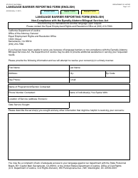 Document preview: Form JUS8864 Language Barrier Reporting Form (English) - California