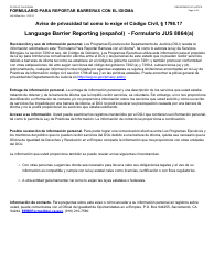 Formulario JUS8864A Formulario Para Reportar Barreras Con El Idioma - California (Spanish), Page 2