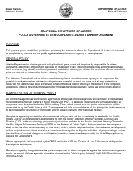 Form PIU3 Complaint About Peace Officers/ Law Enforcement Agency - California