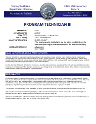 Document preview: Program Technician Iii Examination Bulletin - California