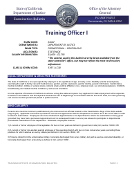 Document preview: Training Officer I Examination Bulletin - California