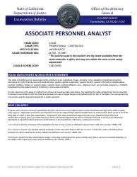 Associate Personnel Analyst Examination Bulletin - California