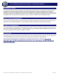 Associate Personnel Analyst Examination Bulletin - California, Page 2