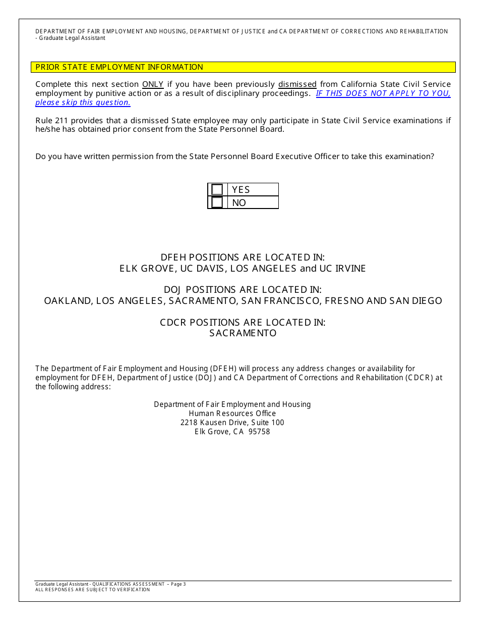 Form OA60-5797 Qualifications Assessment (Qa) for Graduate Legal Assistant - California, Page 6