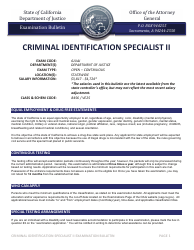 Criminal Identification Specialist II Examination Bulletin - California, Page 2