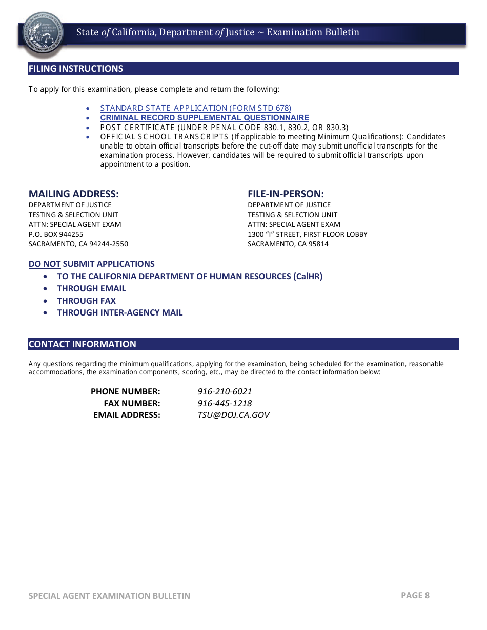Special Agent Examination Bulletin - California, Page 8
