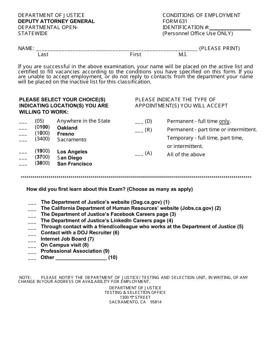 California Deputy Attorney General Examination Bulletin Fill Out