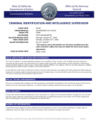 Document preview: Criminal Identification and Intelligence Supervisor Examination Bulletin - California