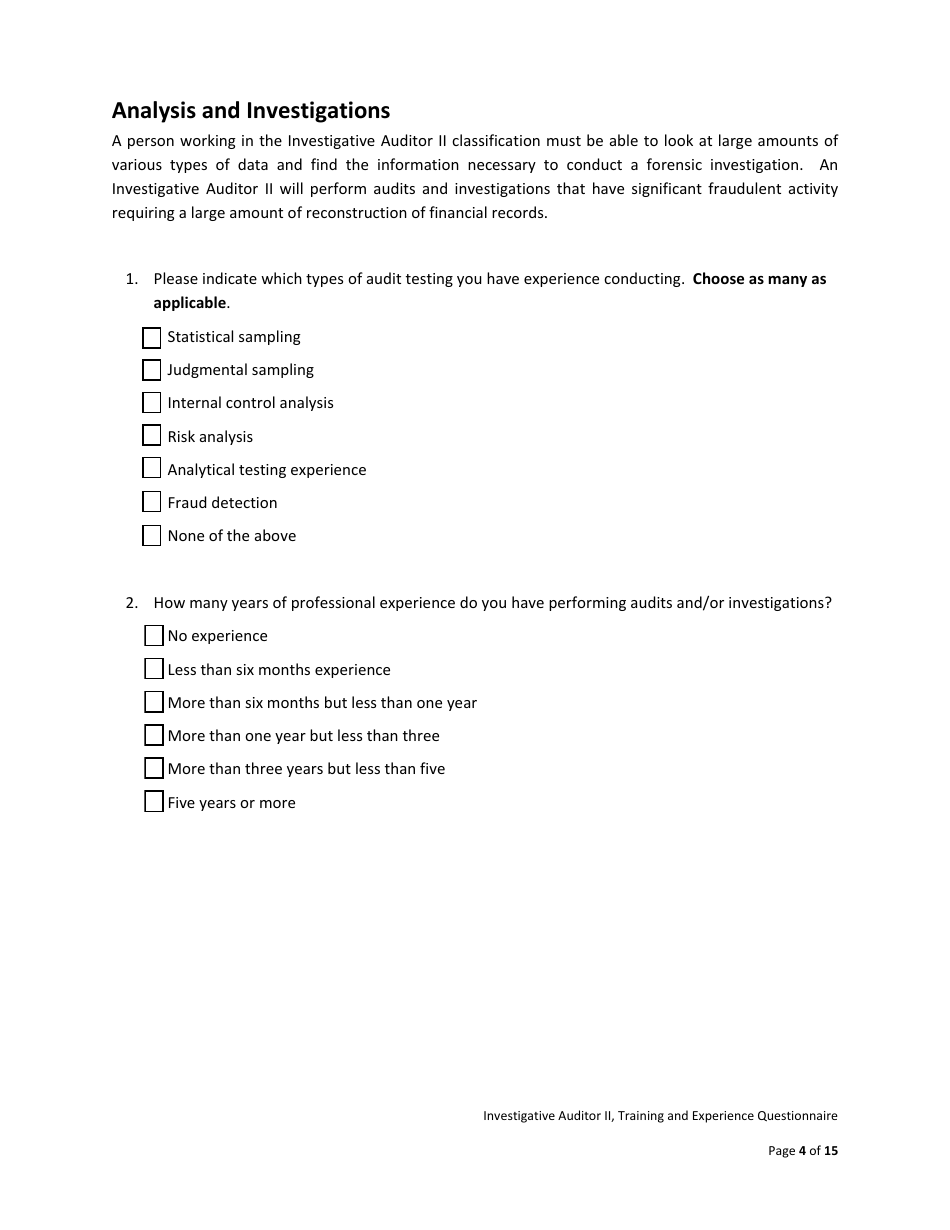 Investigative Auditor II Examination Bulletin - California, Page 10