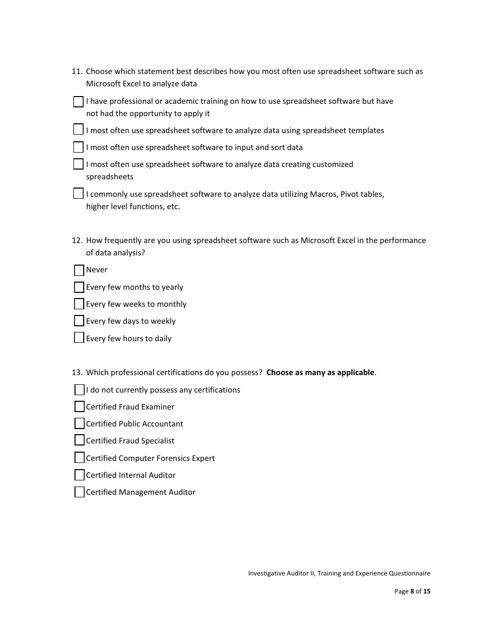 Investigative Auditor II Examination Bulletin - California, Page 14