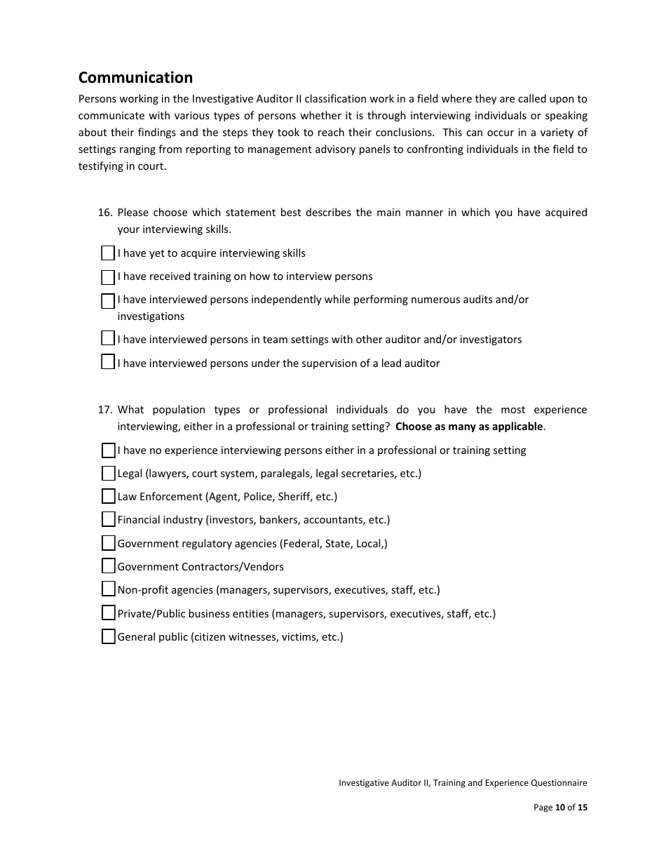 Investigative Auditor II Examination Bulletin - California, Page 16