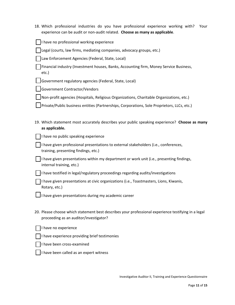 Investigative Auditor II Examination Bulletin - California, Page 17
