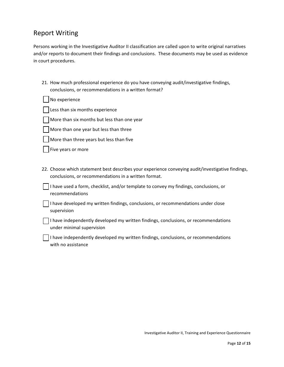 Investigative Auditor II Examination Bulletin - California, Page 18