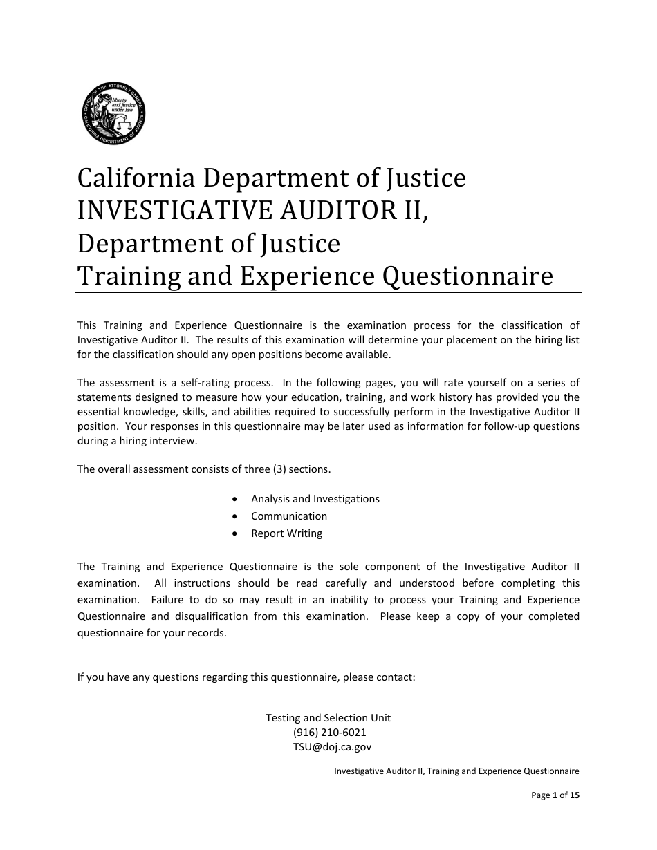Investigative Auditor II Examination Bulletin - California, Page 7
