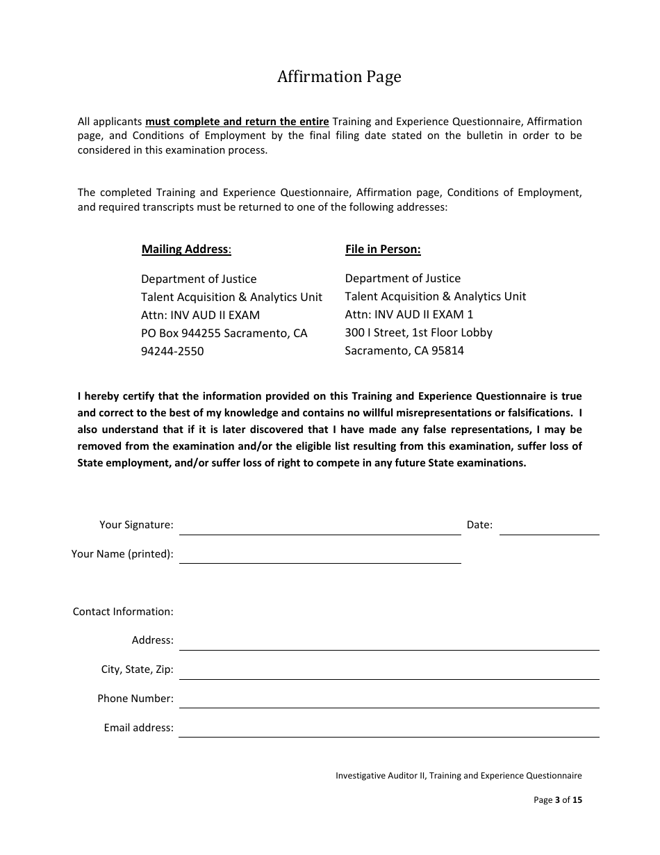 Investigative Auditor II Examination Bulletin - California, Page 9