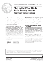 Document preview: What to Do if Your Child's Social Security Number Has Been Compromised - Sample Letters - California