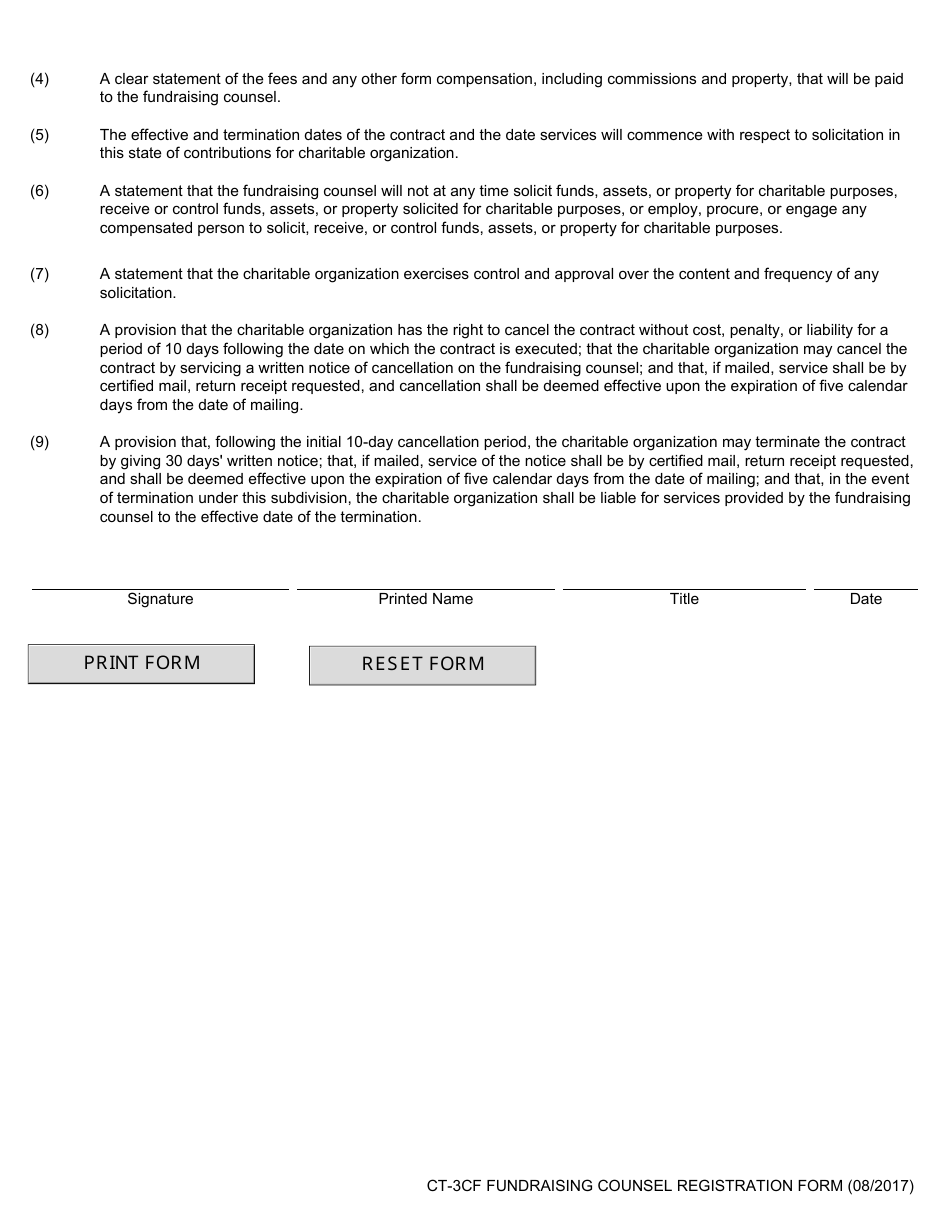 Form CT-3CF Annual Registration Form - Fundraising Counsel for Charitable Purposes - California, Page 3