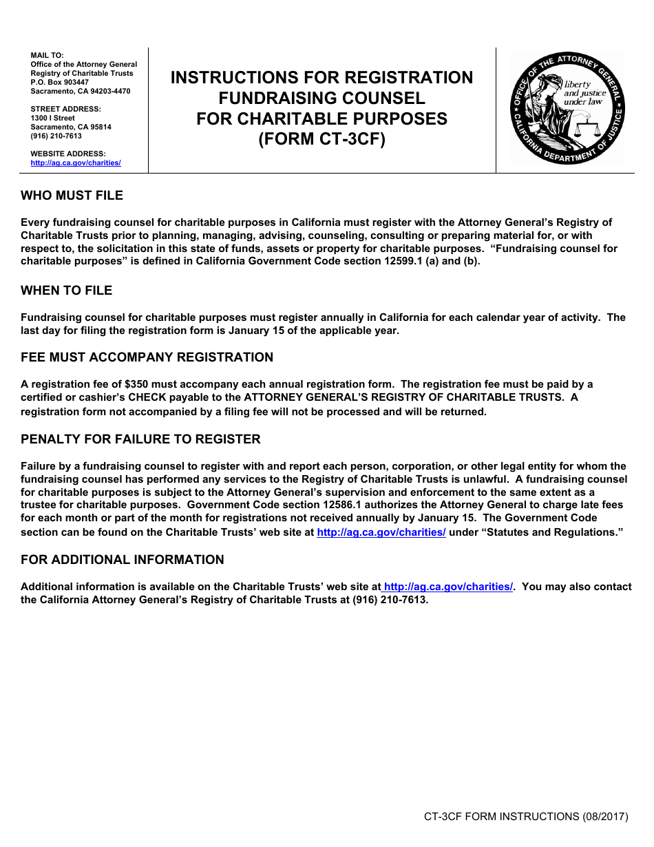 Form CT-3CF Annual Registration Form - Fundraising Counsel for Charitable Purposes - California, Page 4