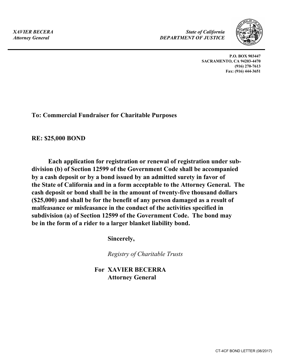 Form CT-4CF Surety Bond Form - California, Page 3