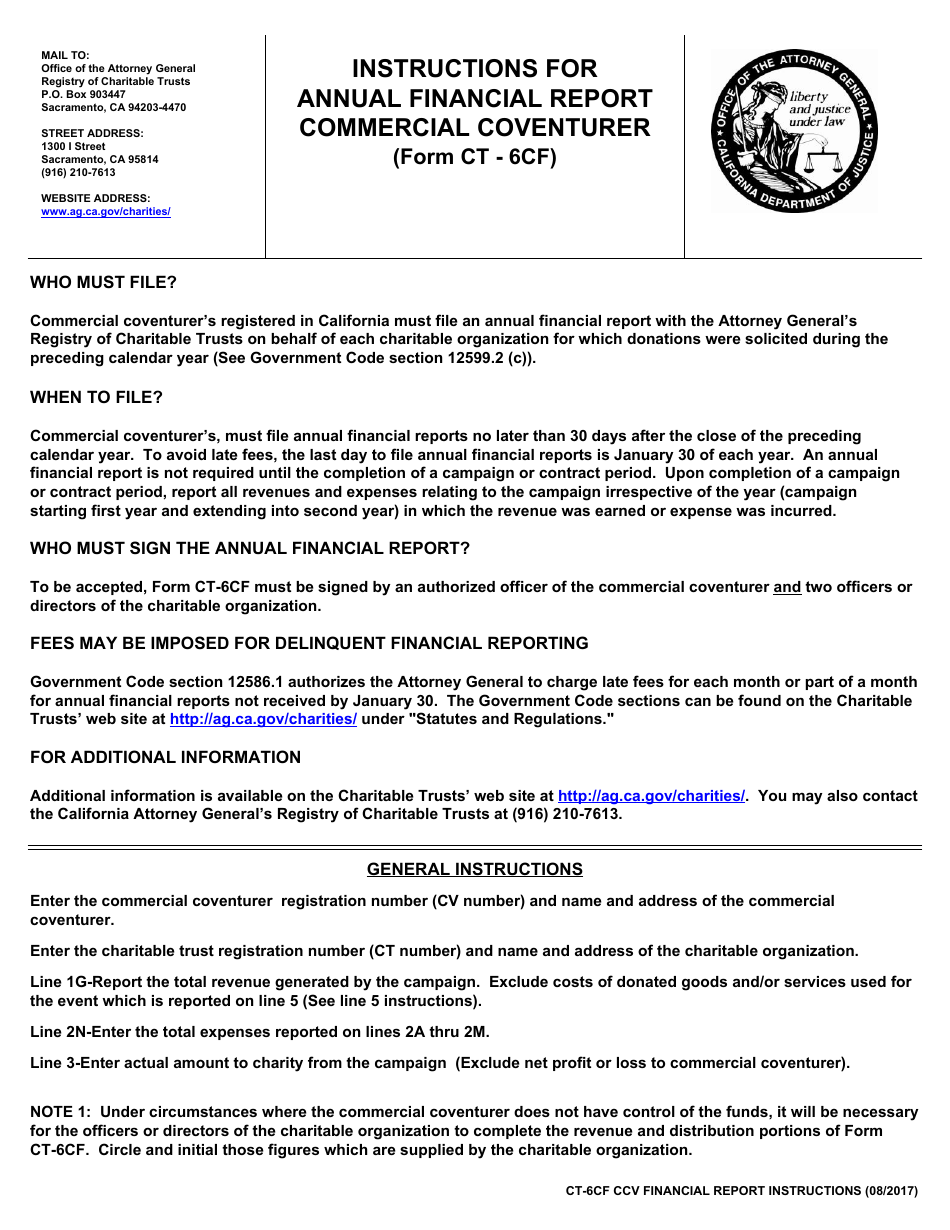 Form CT-6CF Annual Financial Report - Commercial Coventurer - California, Page 3