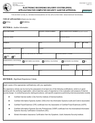 Form ERDS0002 Application for Computer Security Auditor Approval - Electronic Recording Delivery System (Erds) - California