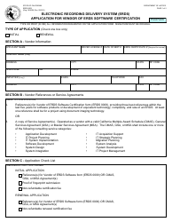 Document preview: Form ERDS0003 Application for Vendor of Erds Software Certification - Electronic Recording Delivery System (Erds) - California