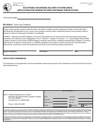 Form ERDS0003 Application for Vendor of Erds Software Certification - Electronic Recording Delivery System (Erds) - California, Page 2