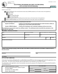 Document preview: Form ERDS0010 Application for Withdrawal - Electronic Recording Delivery System (Erds) - California
