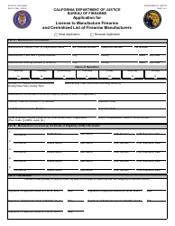 Document preview: Form BOF017 Application for License to Manufacture Firearms and Centralized List of Firearms Manufacturers - California