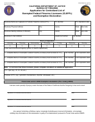 Form BOF10-07 Application for Centralized List of Exempted Federal Firearms Licencees (Cleffl) and Exemption Declaration - California