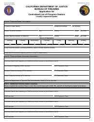 Form BOF4081 Application for Centralized List of Firearms Dealers - Locally Inspected Dealer - California