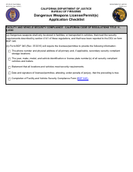 Form BOF031A Dangerous Weapons License/Permit(S) Application Checklist - California, Page 4