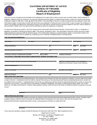 Form BOF117 Certificate of Eligibility Report of Employment - California