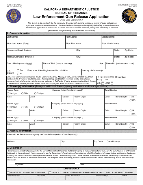 Form BOF119  Printable Pdf