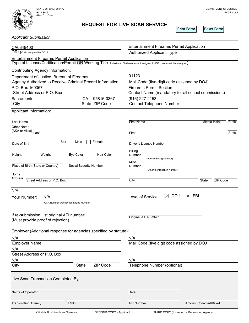 Form BOF051 Entertainment Firearms Permit Application - California, Page 4