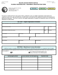 Document preview: Form BGC205 Major League Sports Raffle Eligible Organization - Equipment Registration Form - California