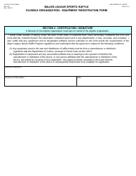 Form BGC205 Major League Sports Raffle Eligible Organization - Equipment Registration Form - California, Page 3