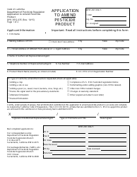 Document preview: Form DPR-REG-035 Application to Amend Pesticide Product - California