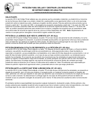 Formulario BCIA8270S Peticion Para Sellar Y Destruir Los Registros De Detentciones De Adultos - California (Spanish), Page 2