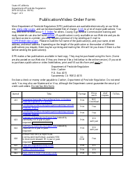 Form DPR-003 Publication/Video Order Form - California
