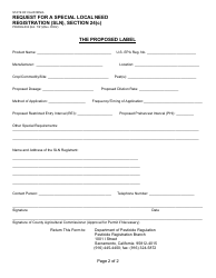 Form PR-REG-004 Request for a Special Local Need Registration (Snl), Section 24(C) - California, Page 2