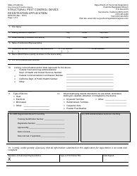 Document preview: Form DPR-032 Structural Pest Control Device Registration Application - California